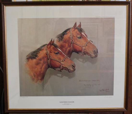 Susan Crawford signed l/e print, Northern Dancer, 209/250 & Caroline Schultz Cheetah Family signed seriagraph